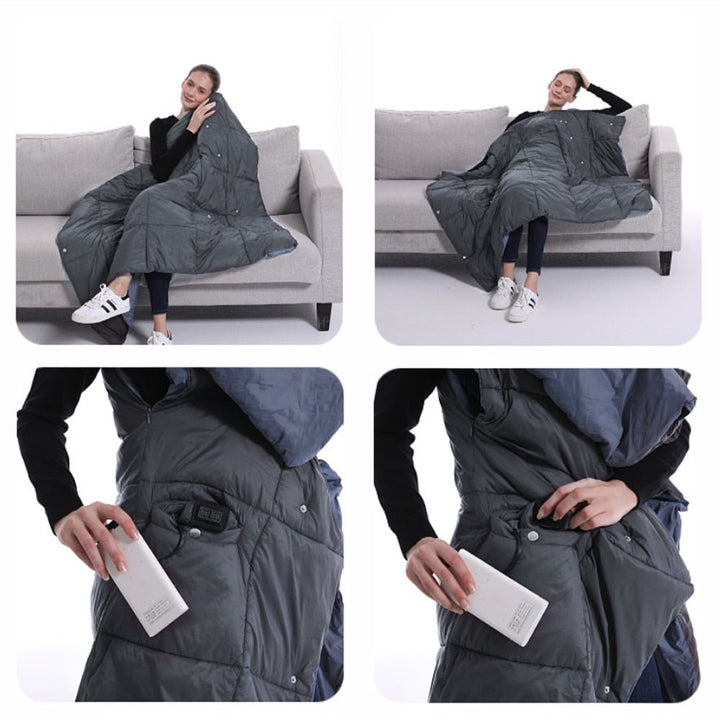 Electric Blanket Wearable USB Heated Blanket Multifunction cushion blanket Vest Shawl Knee Pad For Home Outdoor Image 4