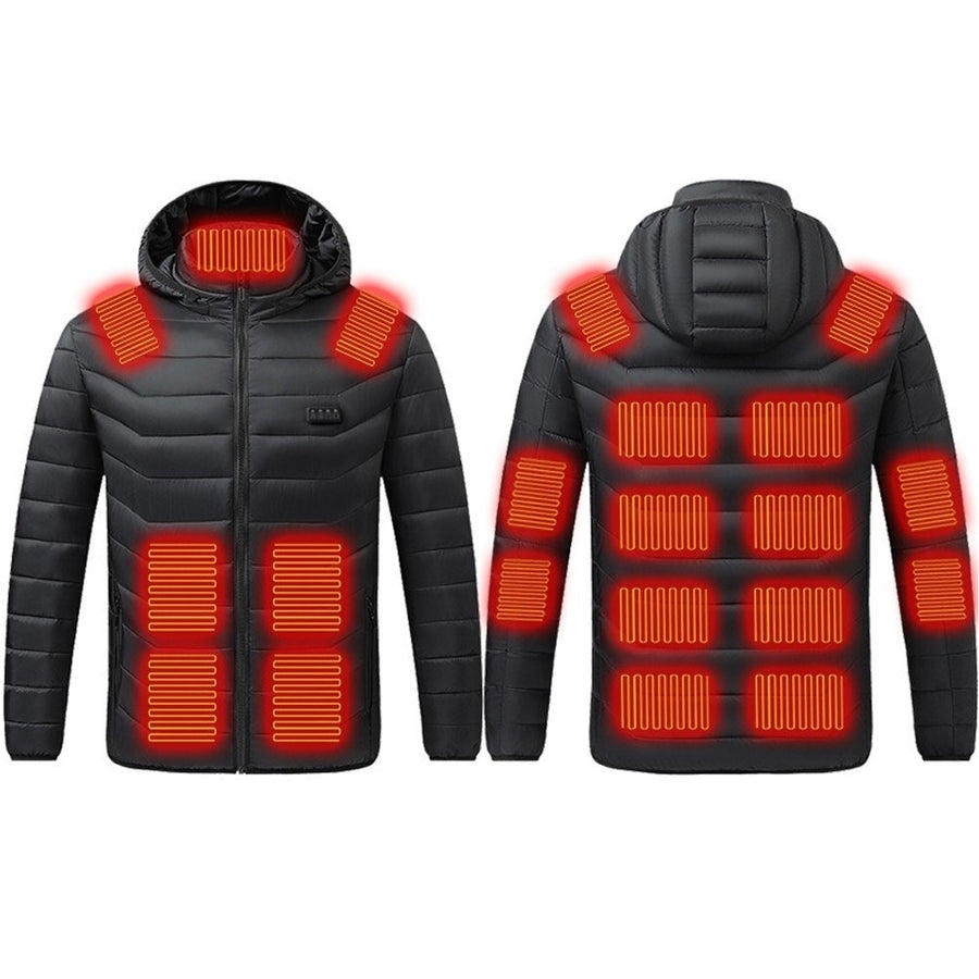 Electric Heated Cotton Jacket Four Control 21 Zone Battery Powered Winter Coat Image 1
