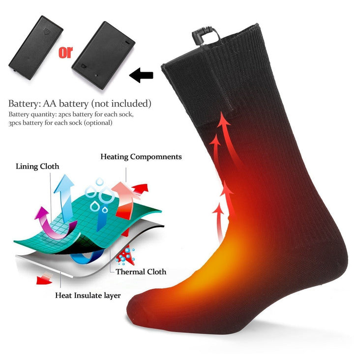 Electric Heated Socks Battery Powered Cold Weather Heat Socks Outdoor Riding Camping Hiking Motorcycle Warm Image 4