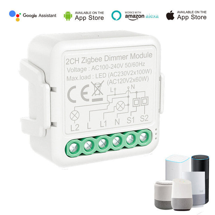 Dimmer Smart Switch Module Controller 2 Way/2CH Remote Control Smart Light Switch Relay Google Assistant Alexa Image 2