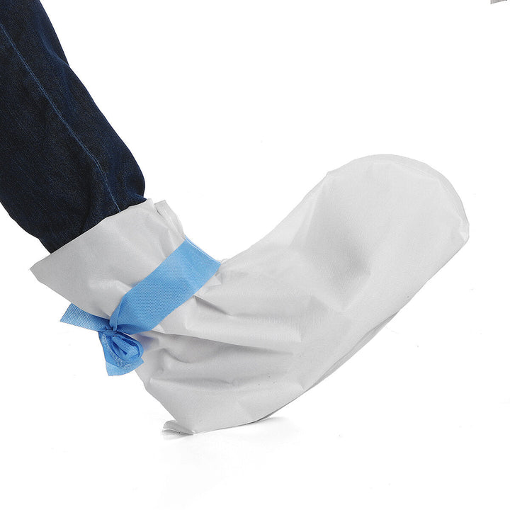 Disposable Shoe Cover Anti Slip Cleaning Overshoes Boot Non-woven Fabric White Image 4