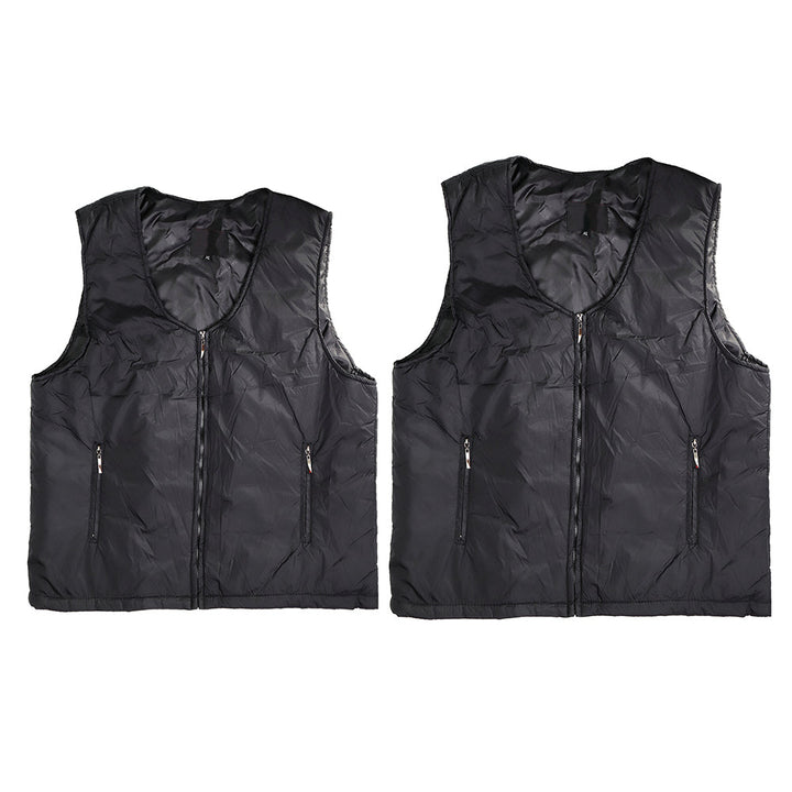 Electric Black Vest Heated Waistcoat Cloth Thermal Warm Pad Winter Body Warmer Image 3