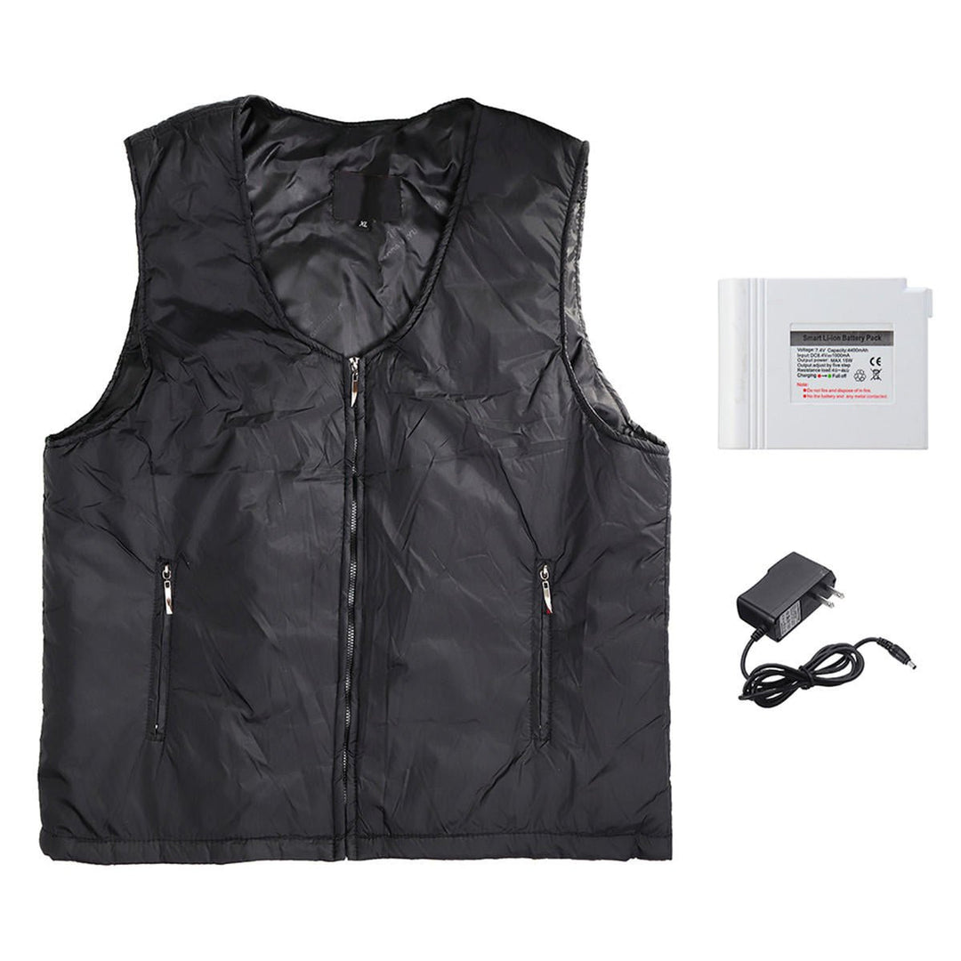 Electric Black Vest Heated Waistcoat Cloth Thermal Warm Pad Winter Body Warmer Image 1