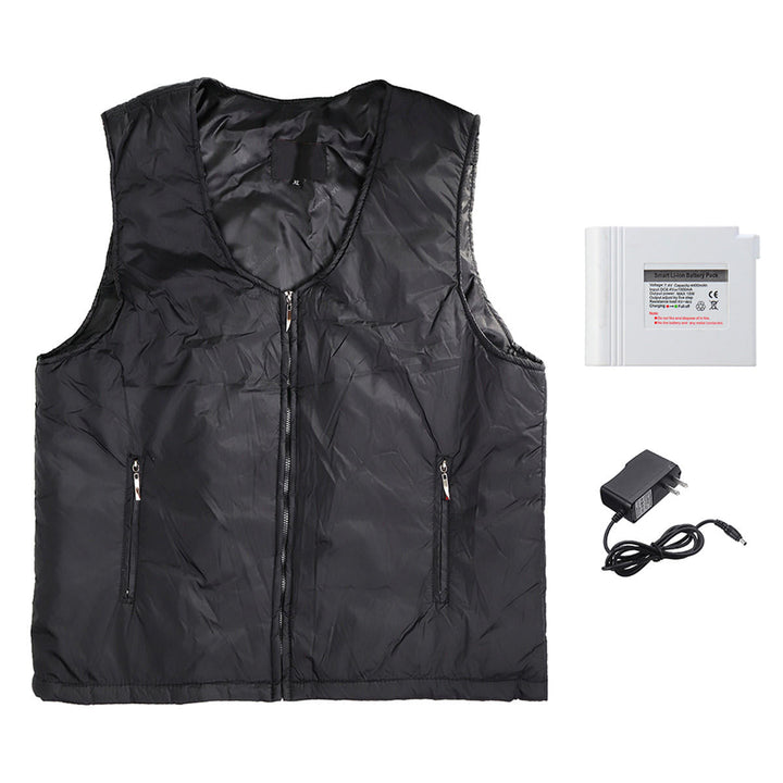 Electric Black Vest Heated Waistcoat Cloth Thermal Warm Pad Winter Body Warmer Image 8