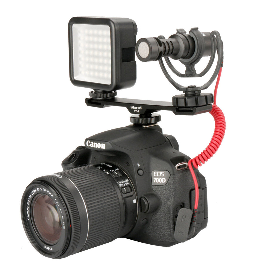 Dual Cold Shoe Flash Photography 1/4 Thread Bracket Plate for Microphone Flash Light Image 1