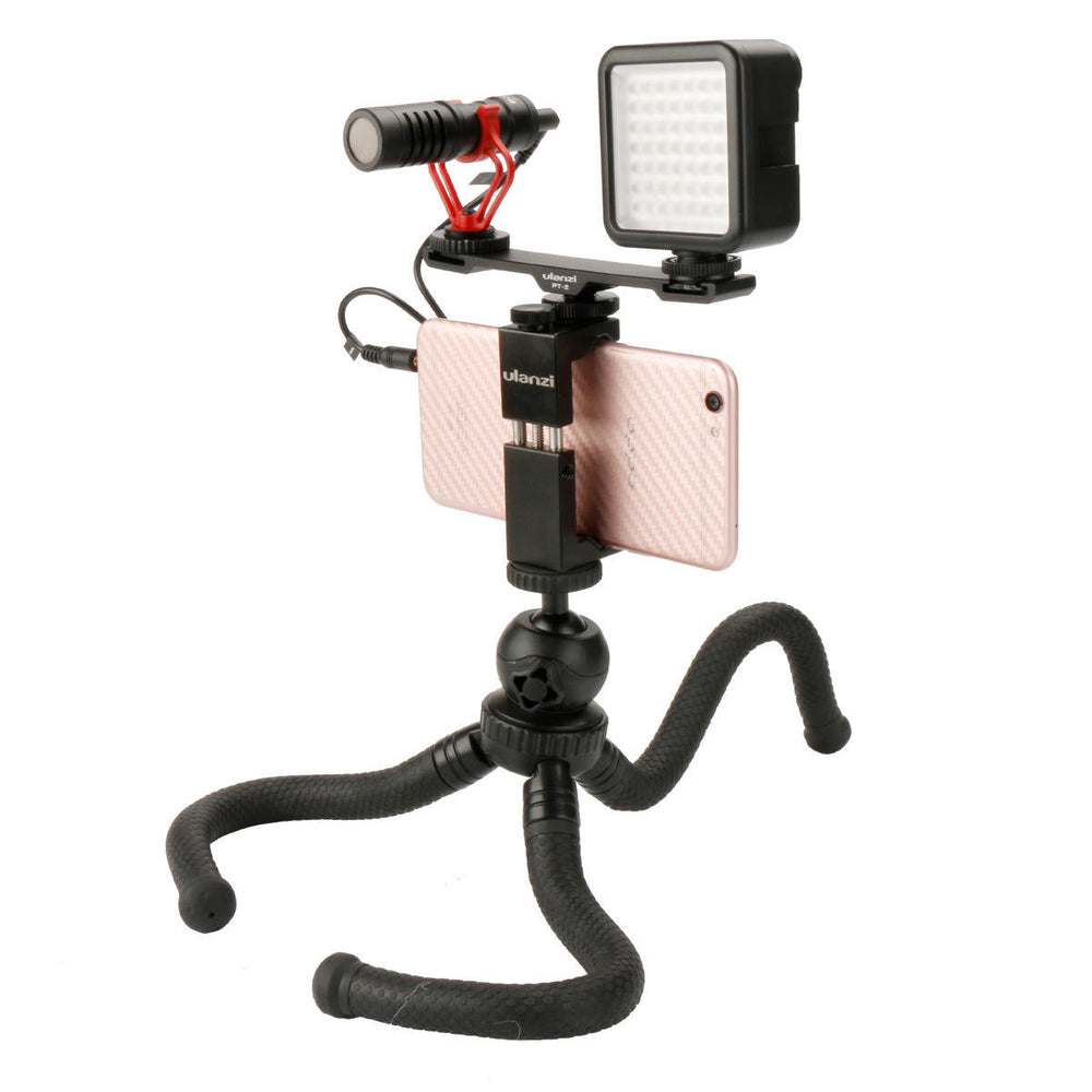 Dual Cold Shoe Flash Photography 1/4 Thread Bracket Plate for Microphone Flash Light Image 2