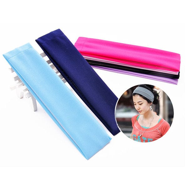 Elastic Ladys Plain Headbrand Yoga Bag Sport Wash Face Snood 6 Colors DTTT Image 2