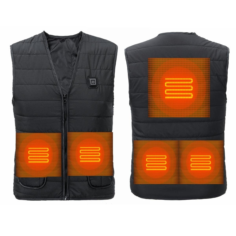 Electric 5V USB Heated Vest Winter Fast Warm-Up Coat Jacket 3 Adjustment Temp Image 1
