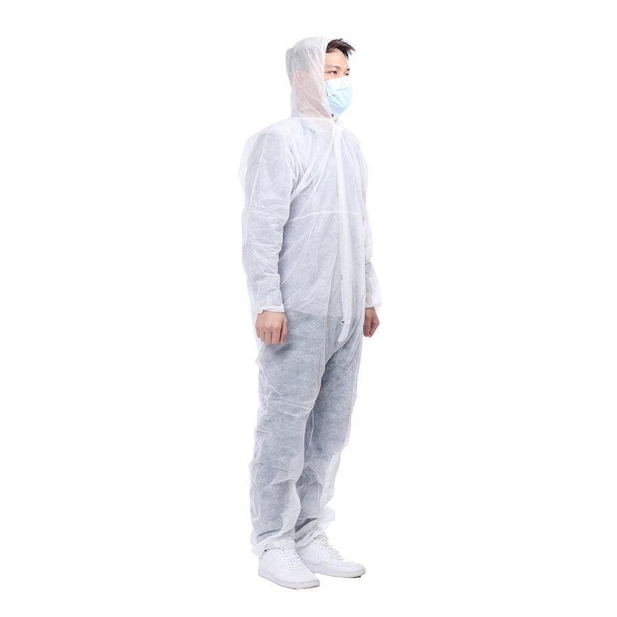 Disposable White Coveralls Dust Spray Suit Non-woven Clothing Image 1