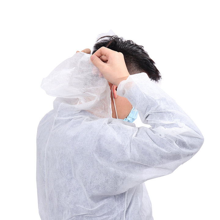 Disposable White Coveralls Dust Spray Suit Non-woven Clothing Image 3