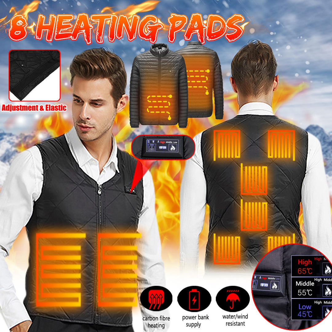 Dual ButtonElectric USB Down Vest Jacket Heated Jacket Adjust 8 heating Pads Hotplates Washable Winter Warm 3 Adjustment Image 3