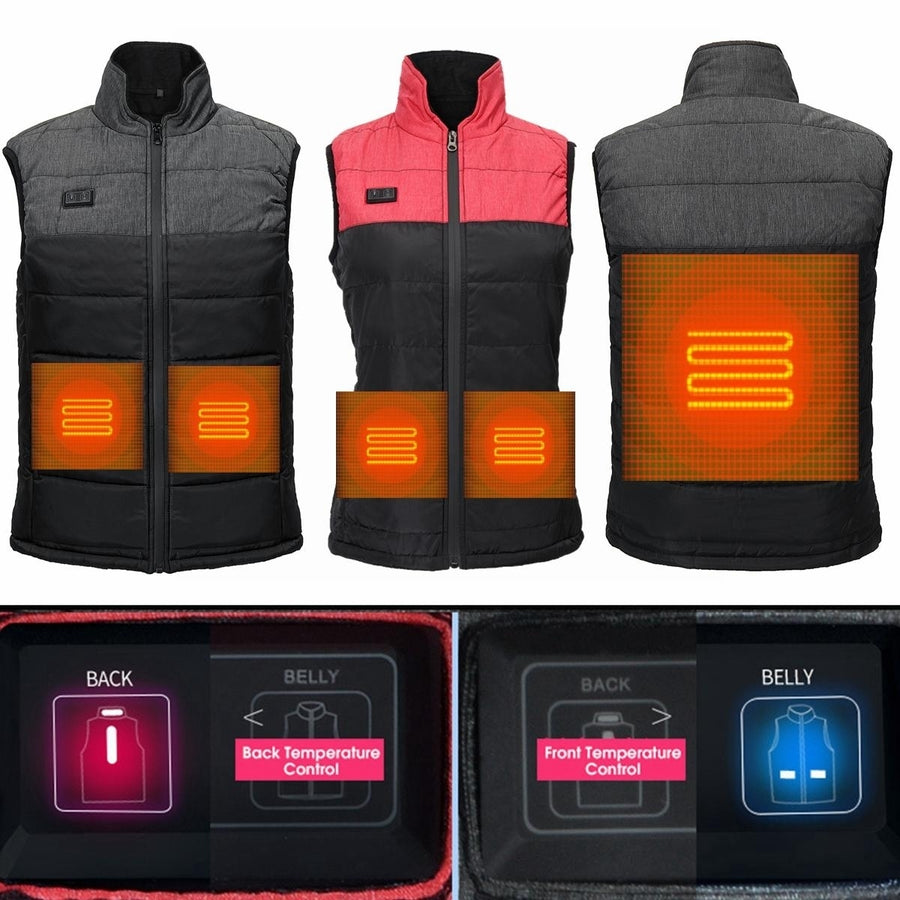Dual Control Electric 3 Gear USB Heated Vest Men Women Rapid Heating Back + Abdomen Coat Jacket Clothing Hot Image 1
