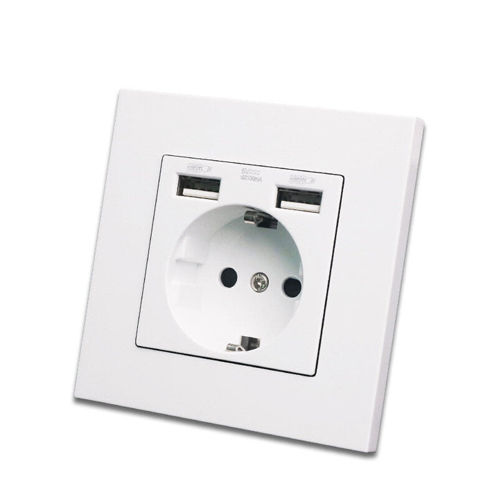 Dual USB Charger Port For Mobile Wall lamp switch White Panel 110V-250V Image 7