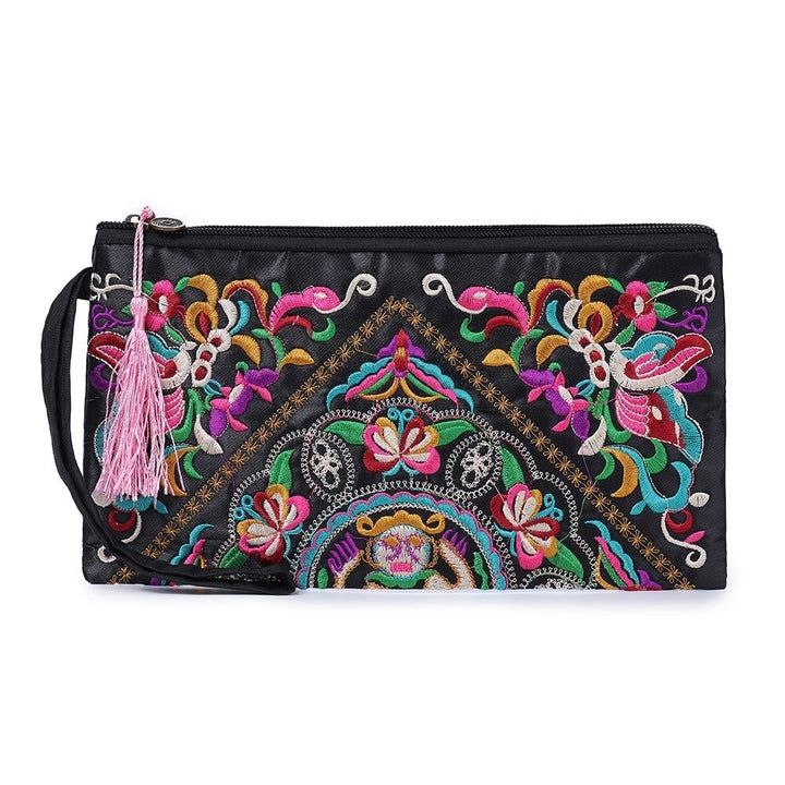 ethnic embroidery flowers bag clutch bag purse for women Image 1