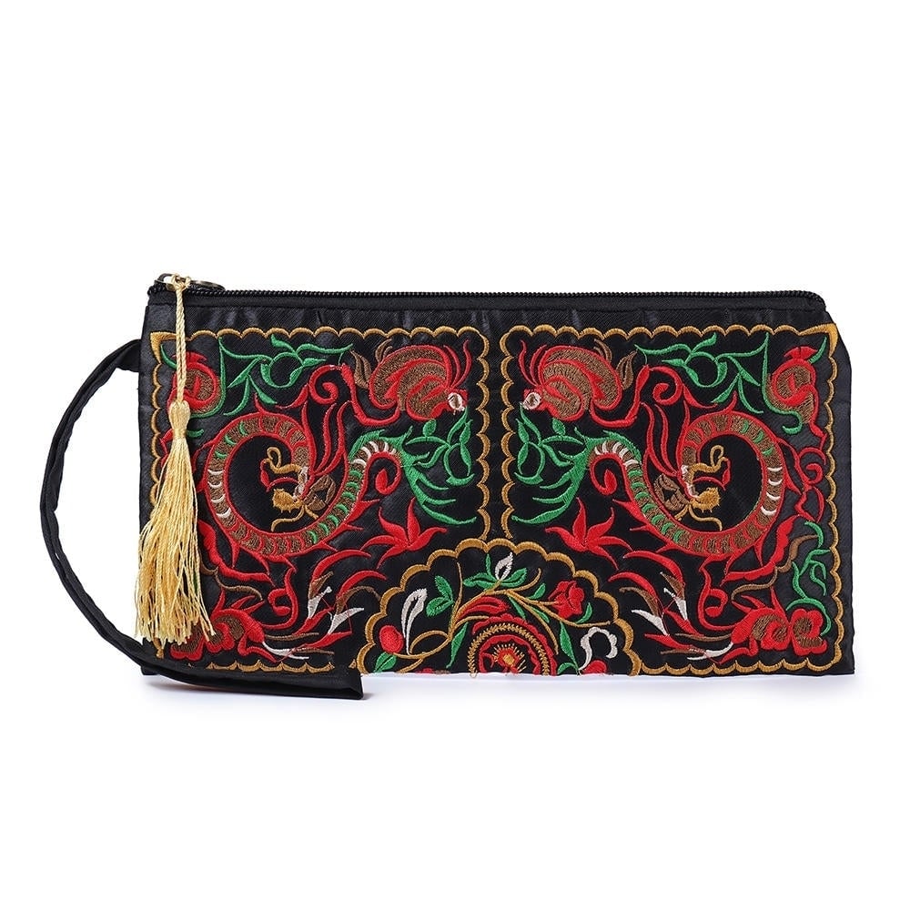 ethnic embroidery flowers bag clutch bag purse for women DTTT Image 1