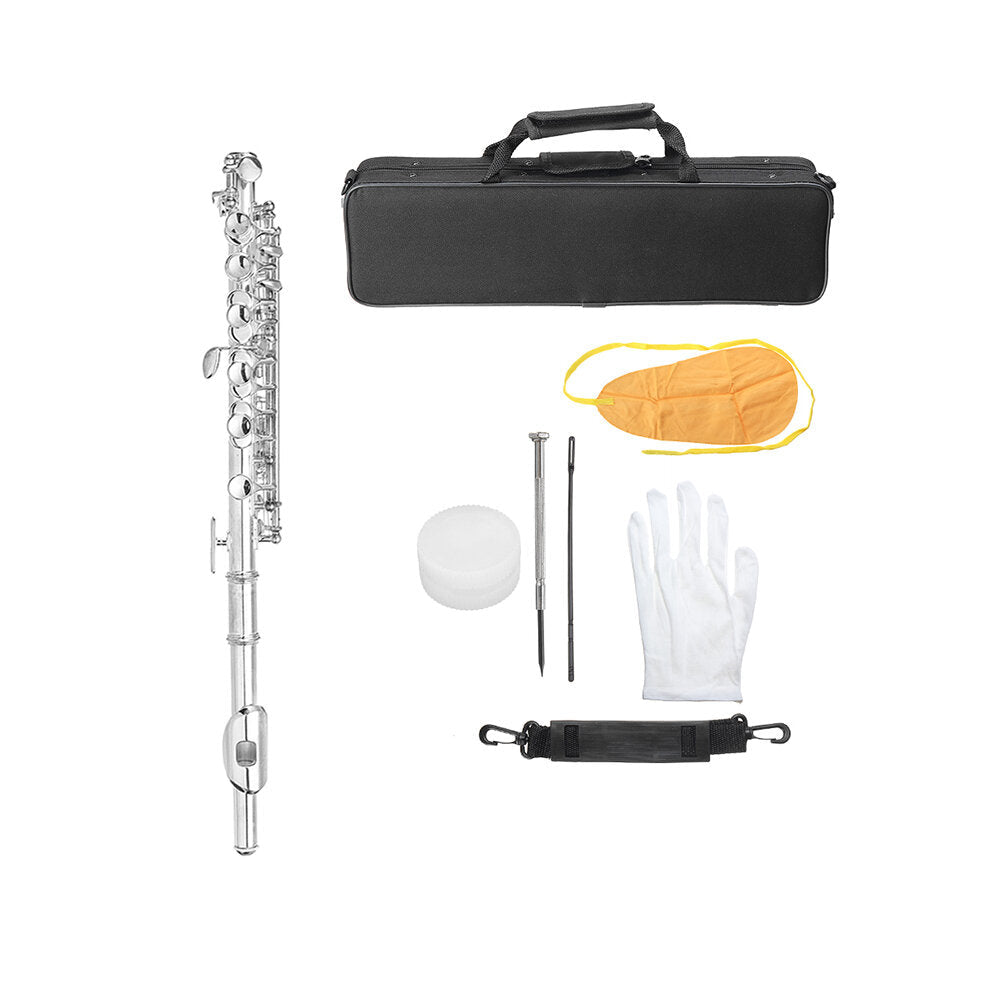 Excellent Nickel Plated C Key Piccolo W/ Case Cleaning Rod And Cloth And Gloves Cupronickel Piccolo Set Image 2