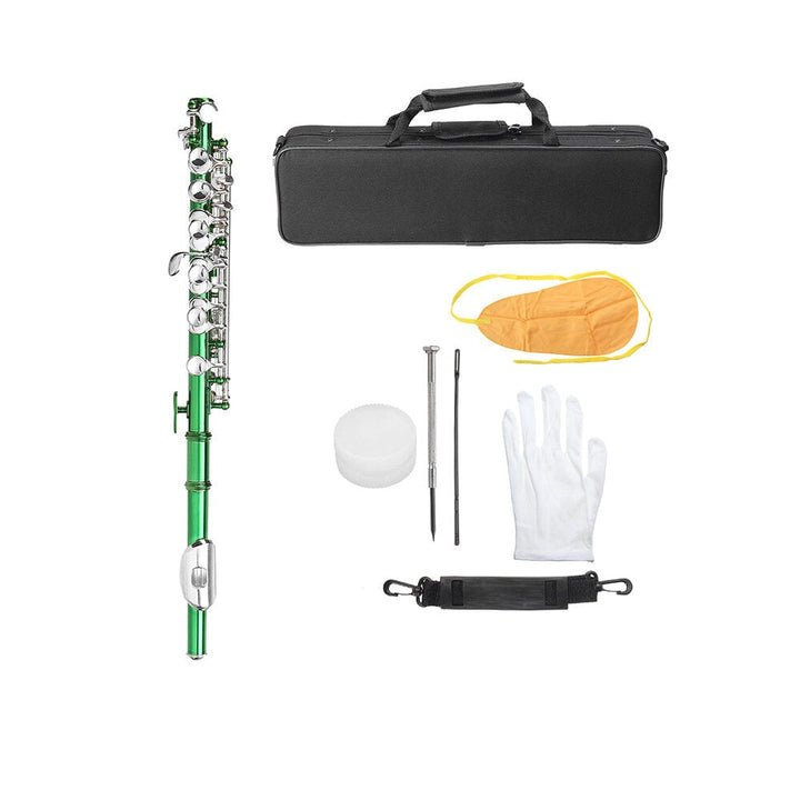 Excellent Nickel Plated C Key Piccolo W/ Case Cleaning Rod And Cloth And Gloves Cupronickel Piccolo Set Image 1