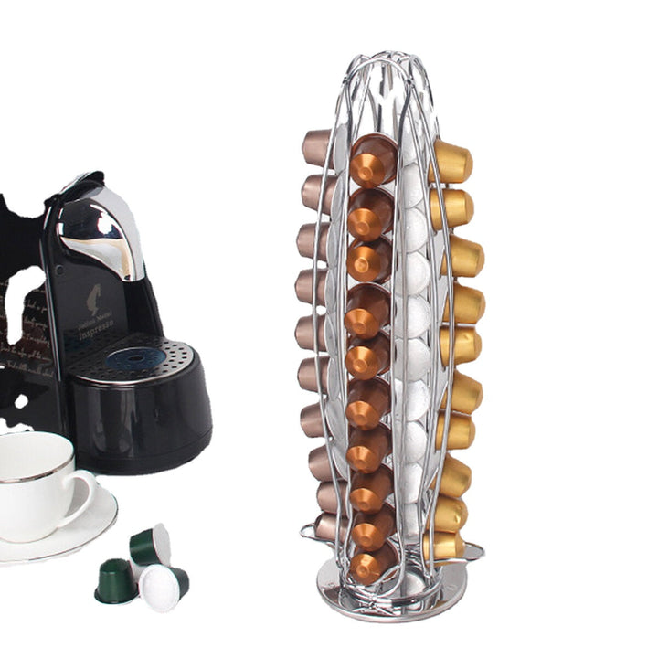 Electroplating 360 Roatation Bottom Coffee Capsules Stand Shelf Storage Rack for Nespresso Image 4