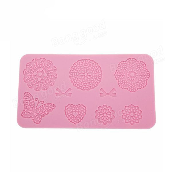 Fondant Cake Silicone Lace Mold Decoration Butterfly Bows Flowers Creative Baking Tool Image 1