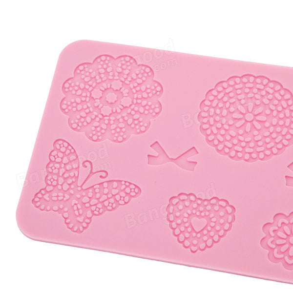 Fondant Cake Silicone Lace Mold Decoration Butterfly Bows Flowers Creative Baking Tool Image 2