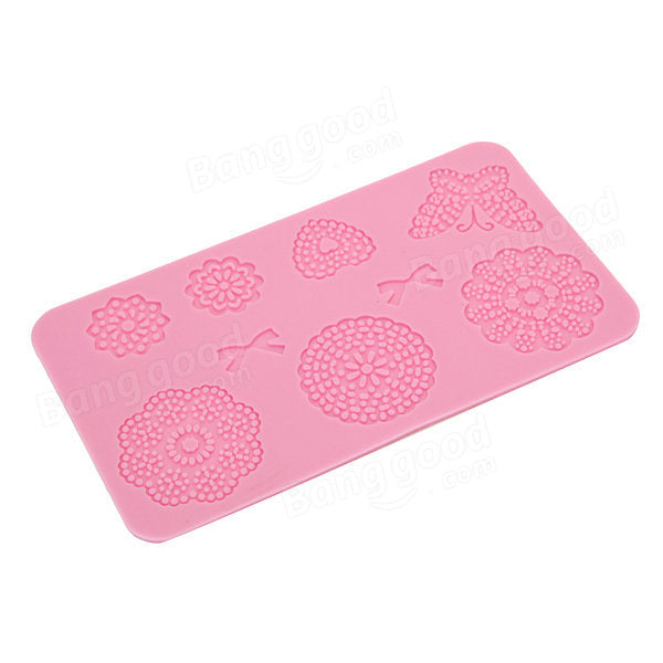 Fondant Cake Silicone Lace Mold Decoration Butterfly Bows Flowers Creative Baking Tool Image 3