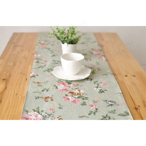Elegant Rose Cotton Linen Table Runner Desk Cover Heat Insulation Bowl Pad Tableware Mat Image 3