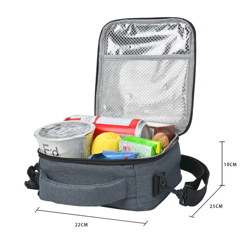 Fitness Polyester Aluminum Zippered Cooler Fashion Box Nice Design Crossbody Insulated Lunch Bag Image 4