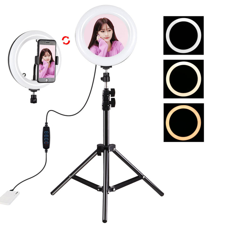 Fill Light Dual Color Temperature LED Arc Ring Lamp with Tripod for Photography Studio Live Broadcast 3200-5600K 7.9 Image 2