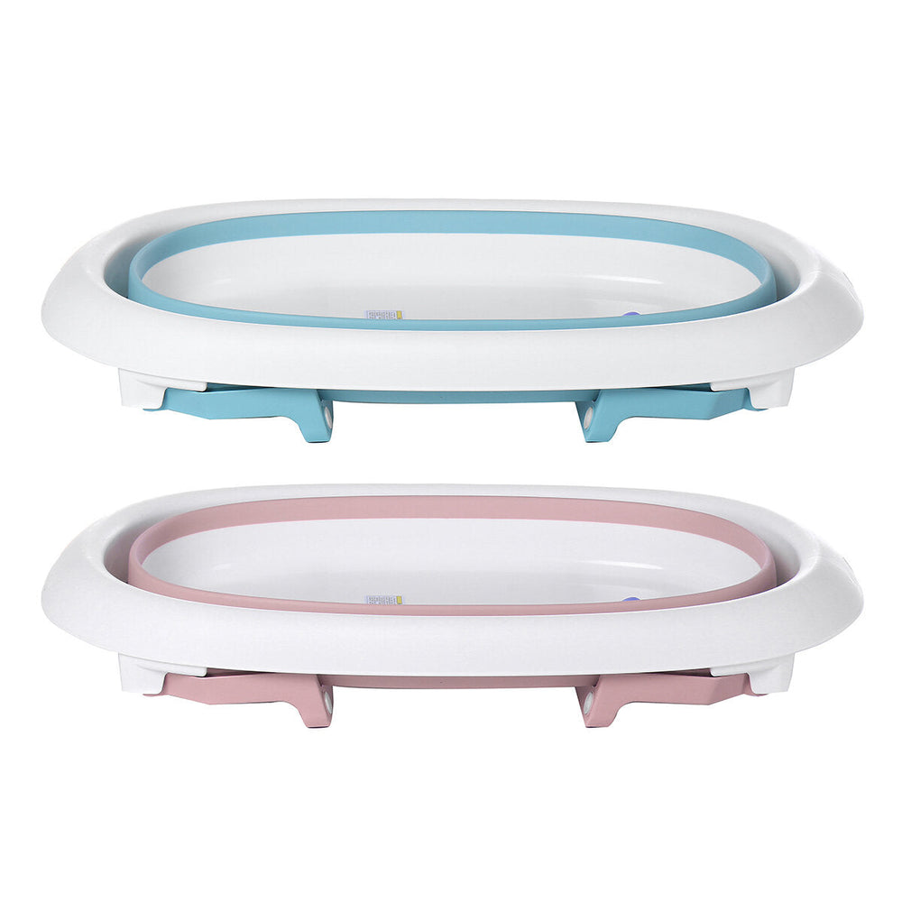 Folding Baby Bathtub Newborn Toddler Collapsible Bath Support w/ Cushion BlueGreen Pink DTTT Image 2