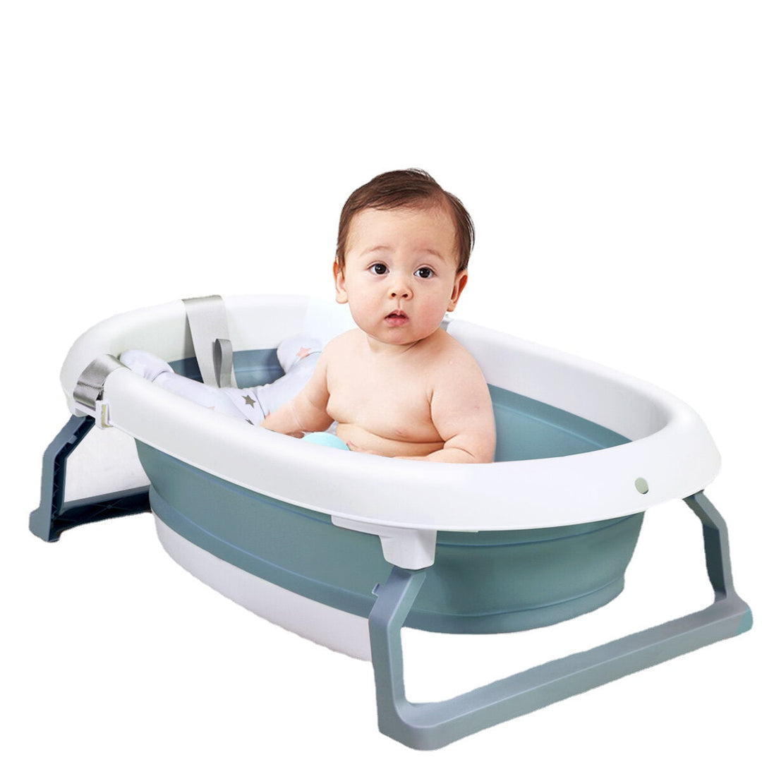 Folding Baby Bathtub Newborn Toddler Collapsible Bath Support w/ Cushion BlueGreen Pink DTTT Image 3