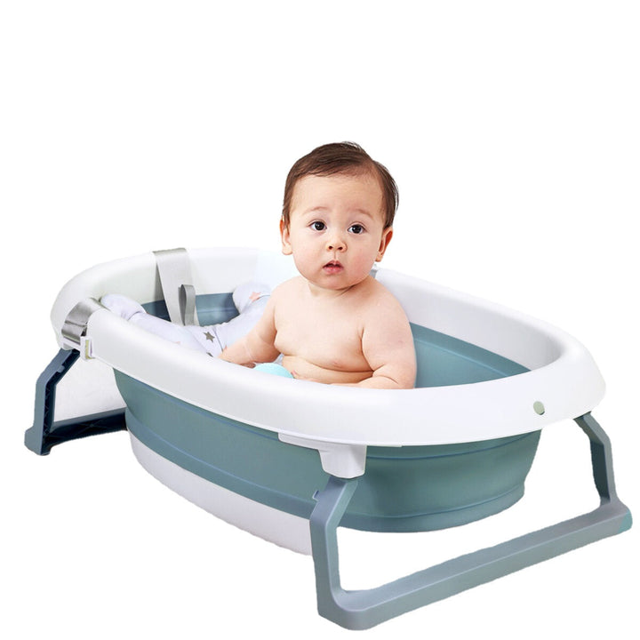 Folding Baby Bathtub Newborn Toddler Collapsible Bath Support w/ Cushion BlueGreen Pink DTTT Image 3