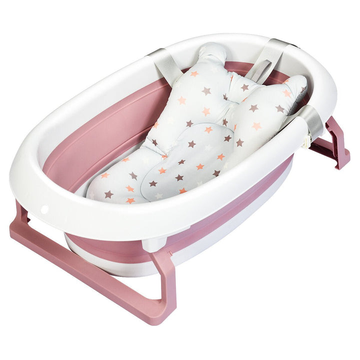 Folding Baby Bathtub Newborn Toddler Collapsible Bath Support w/ Cushion BlueGreen Pink DTTT Image 1