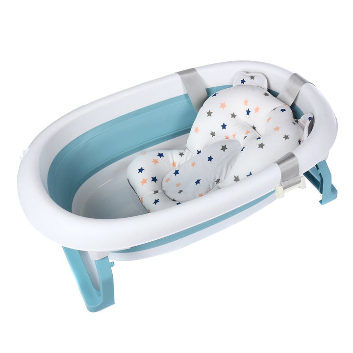 Folding Baby Bathtub Newborn Toddler Collapsible Bath Support w/ Cushion BlueGreen Pink DTTT Image 1