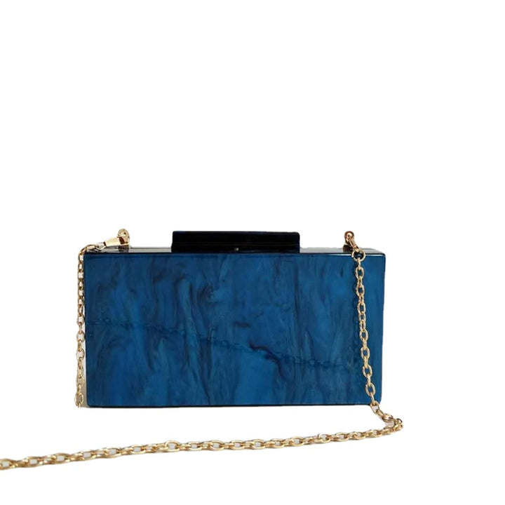 Fashion Women Pearly Handbag Solid Blue Acrylic Evening Bags Elegant Purse Casual Boxes Image 2