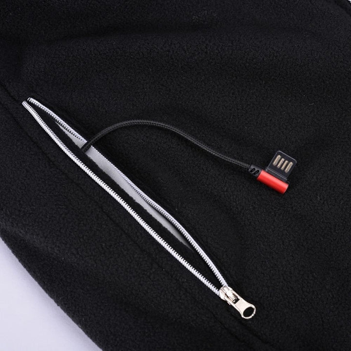 Electric USB Heated Fleece Jacket Warm Graphene Carbon Fiber Men Women Rechargeable Heating Coat Racing Image 6