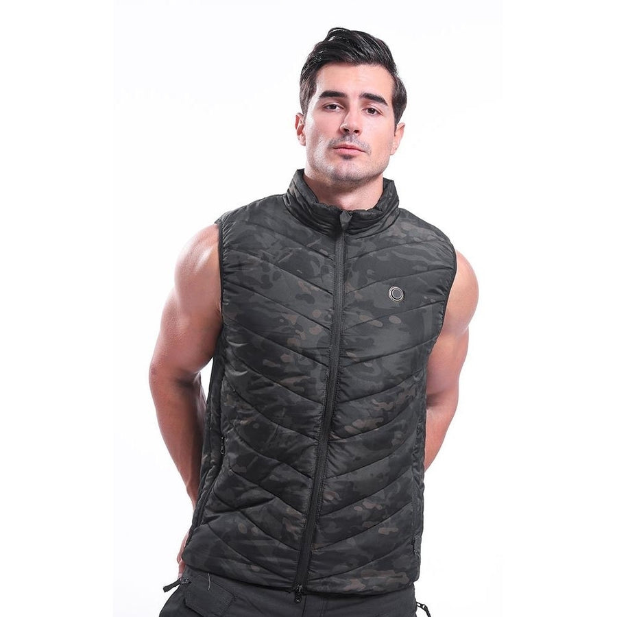 Electric USB Heated Waistcoat Three-speed Thermostat Coats Outdoor Sports Body Warmer Camouflage Image 1