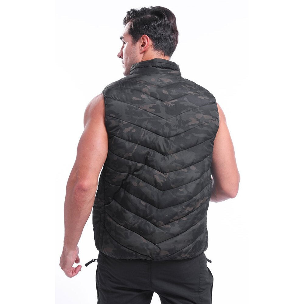 Electric USB Heated Waistcoat Three-speed Thermostat Coats Outdoor Sports Body Warmer Camouflage Image 2