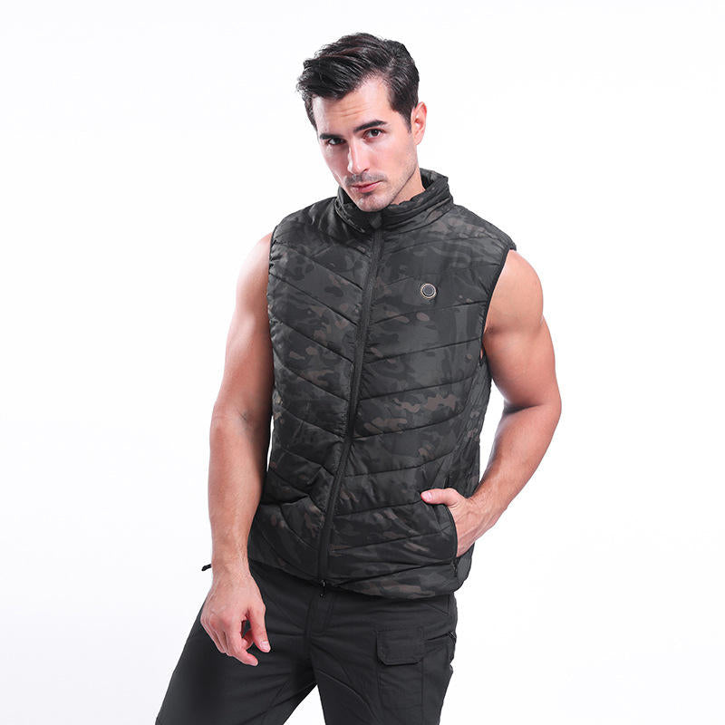 Electric USB Heated Waistcoat Three-speed Thermostat Coats Outdoor Sports Body Warmer Camouflage Image 4