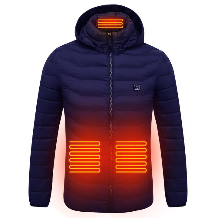 Electric USB Intelligent Heated Warm Back Abdomen Neck Cervical Spine Hooded Winter Jacket Motorcycle Skiing Riding Image 1