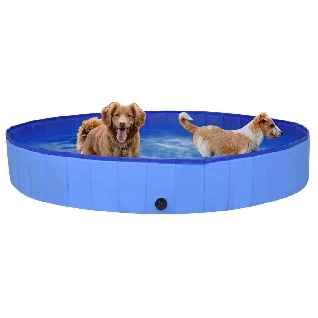 Foldable Dog Swimming Pool Blue 200x30 cm PVC Puppy Bath Collapsible Bathing for Cats Playing Kids Bathtub Pet Supplies Image 1