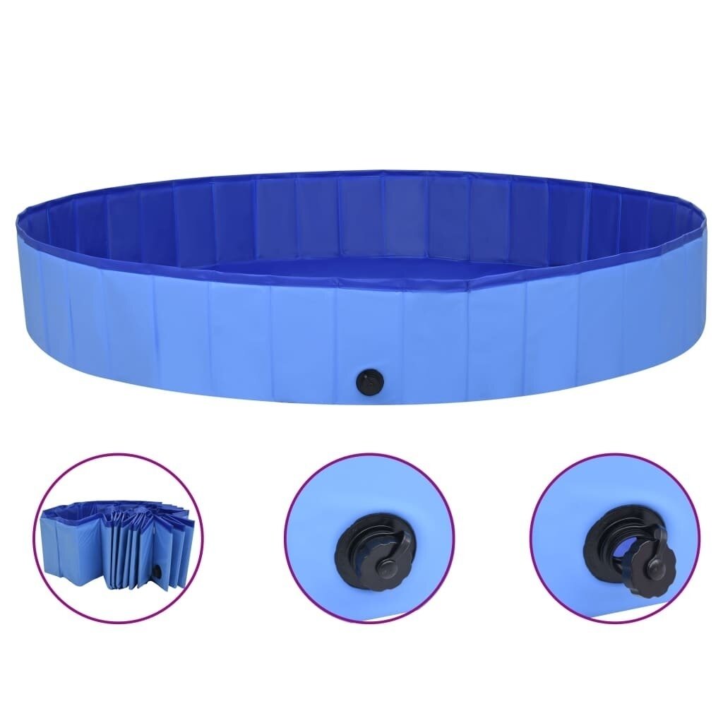 Foldable Dog Swimming Pool Blue 200x30 cm PVC Puppy Bath Collapsible Bathing for Cats Playing Kids Bathtub Pet Supplies Image 4