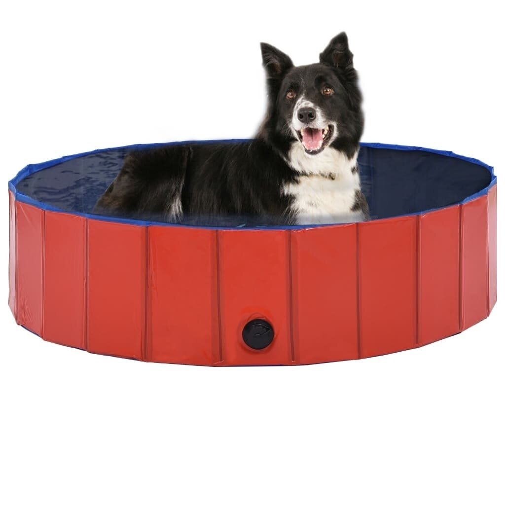 Foldable Dog Swimming Pool Red 120x30 cm PVC Puppy Bath Collapsible Bathing for Cats Playing Kids Bathtub Pet Supplies Image 1