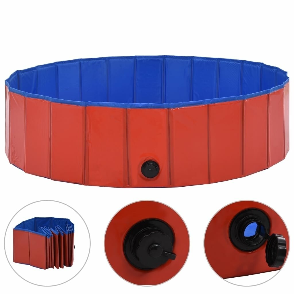 Foldable Dog Swimming Pool Red 120x30 cm PVC Puppy Bath Collapsible Bathing for Cats Playing Kids Bathtub Pet Supplies Image 4