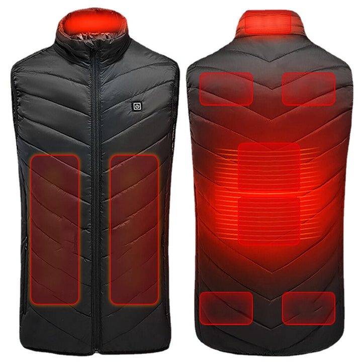 Electric Vest Heated Jacket 9 Heating Area USB Thermal Warm Winter Body Warmer Image 2