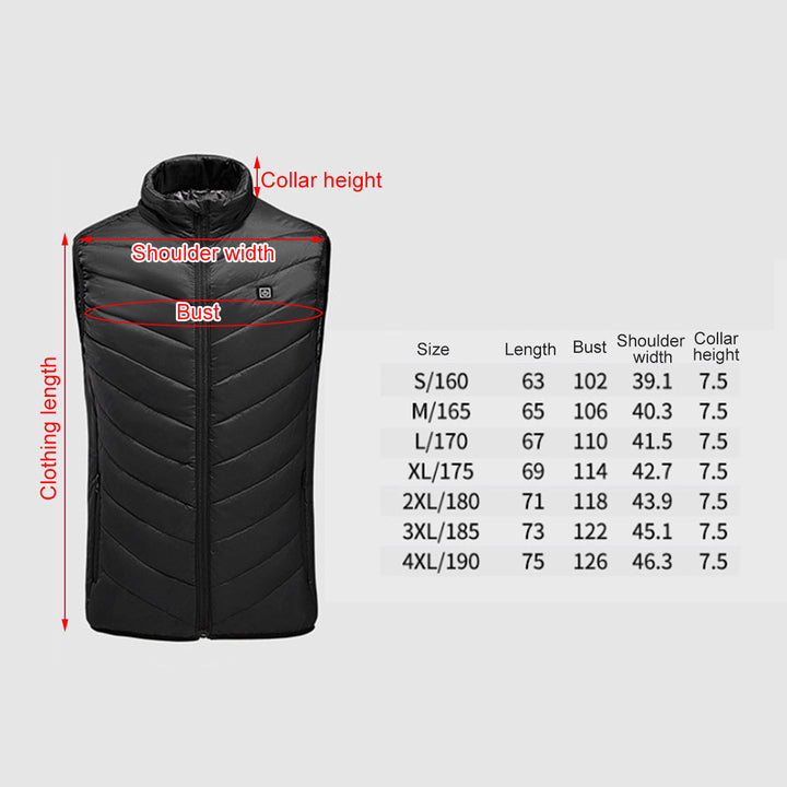 Electric Vest Heated Jacket 9 Heating Area USB Thermal Warm Winter Body Warmer Image 4