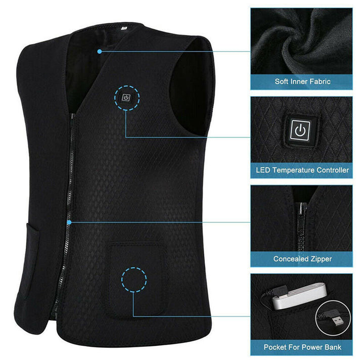 Electric Vest Heated Jacket USB Warm Shoulder Back Waist Abdomen Up Heating Pad Winter Body Warmer Cloth Image 6