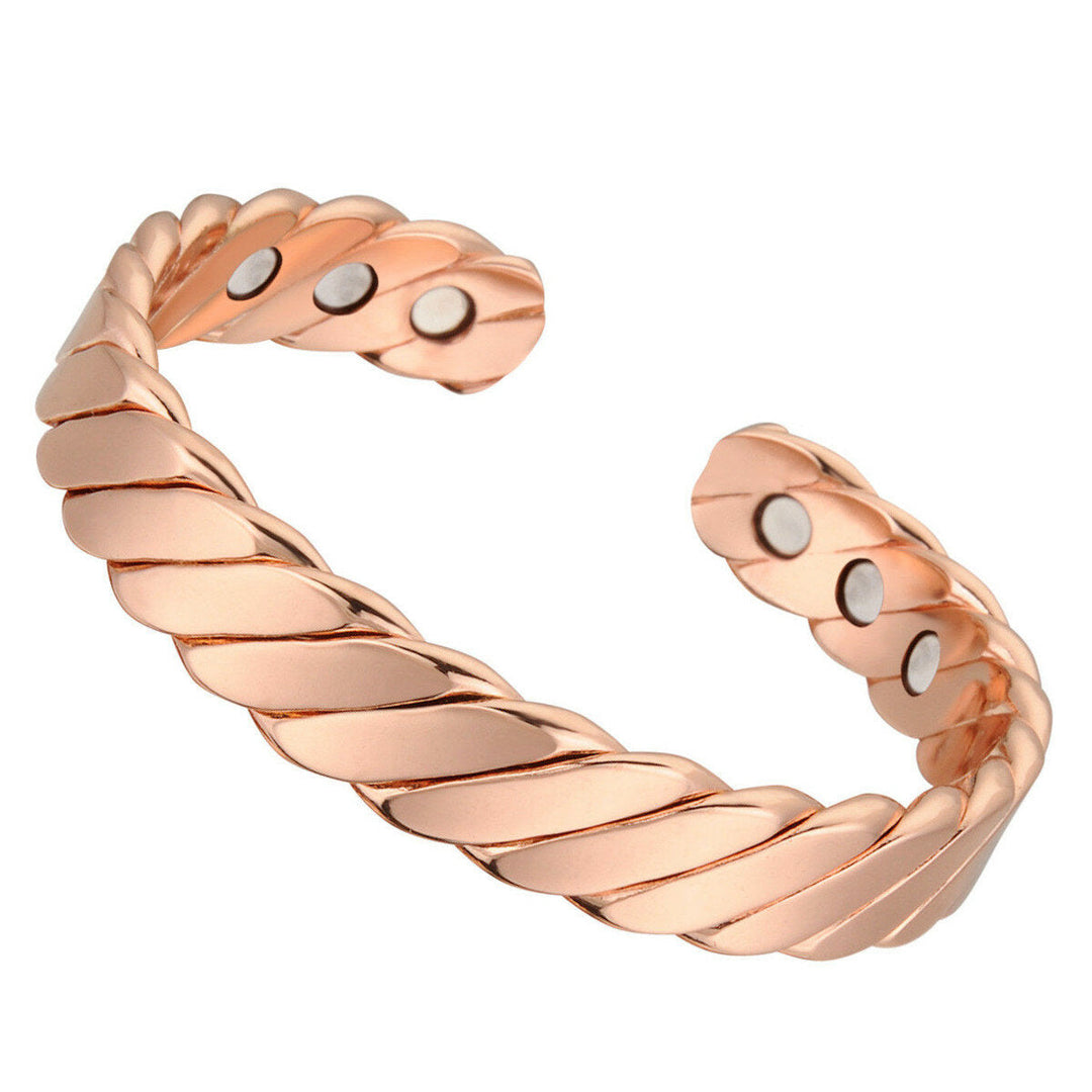 Fashion Rose Gold Magnetic Bracelet Neodymium Magnet Therapy Pain Relief Health Care Copper Bangle Image 1