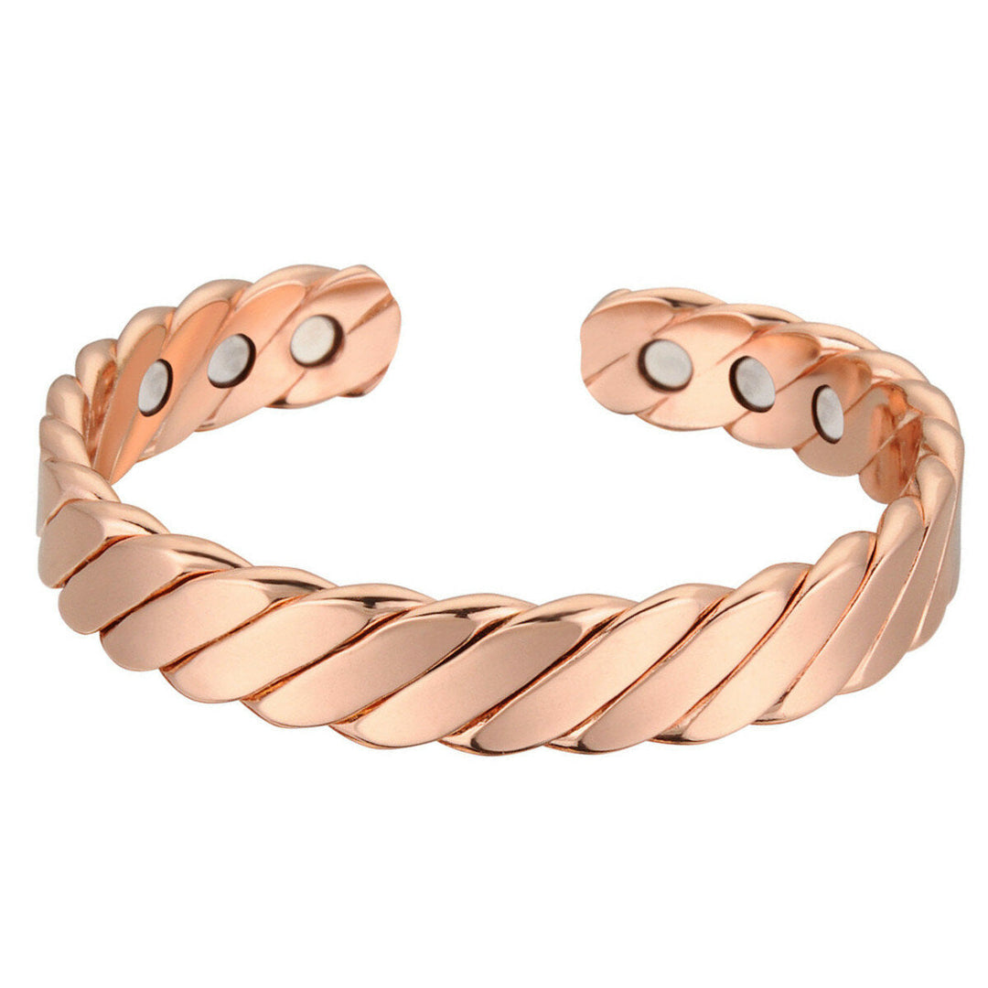 Fashion Rose Gold Magnetic Bracelet Neodymium Magnet Therapy Pain Relief Health Care Copper Bangle Image 2