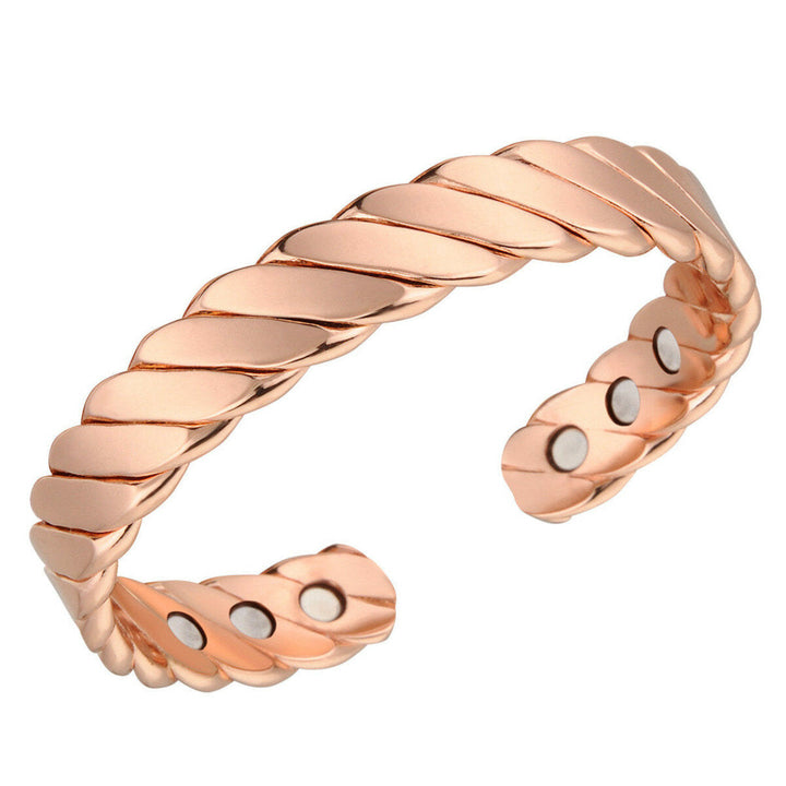 Fashion Rose Gold Magnetic Bracelet Neodymium Magnet Therapy Pain Relief Health Care Copper Bangle Image 3