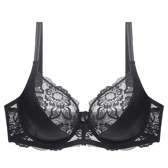 Female Luxury Lace Plus Size Gathered Bra Solid Color Push Up Fashion Sexy Thin Breathable Bra Image 1